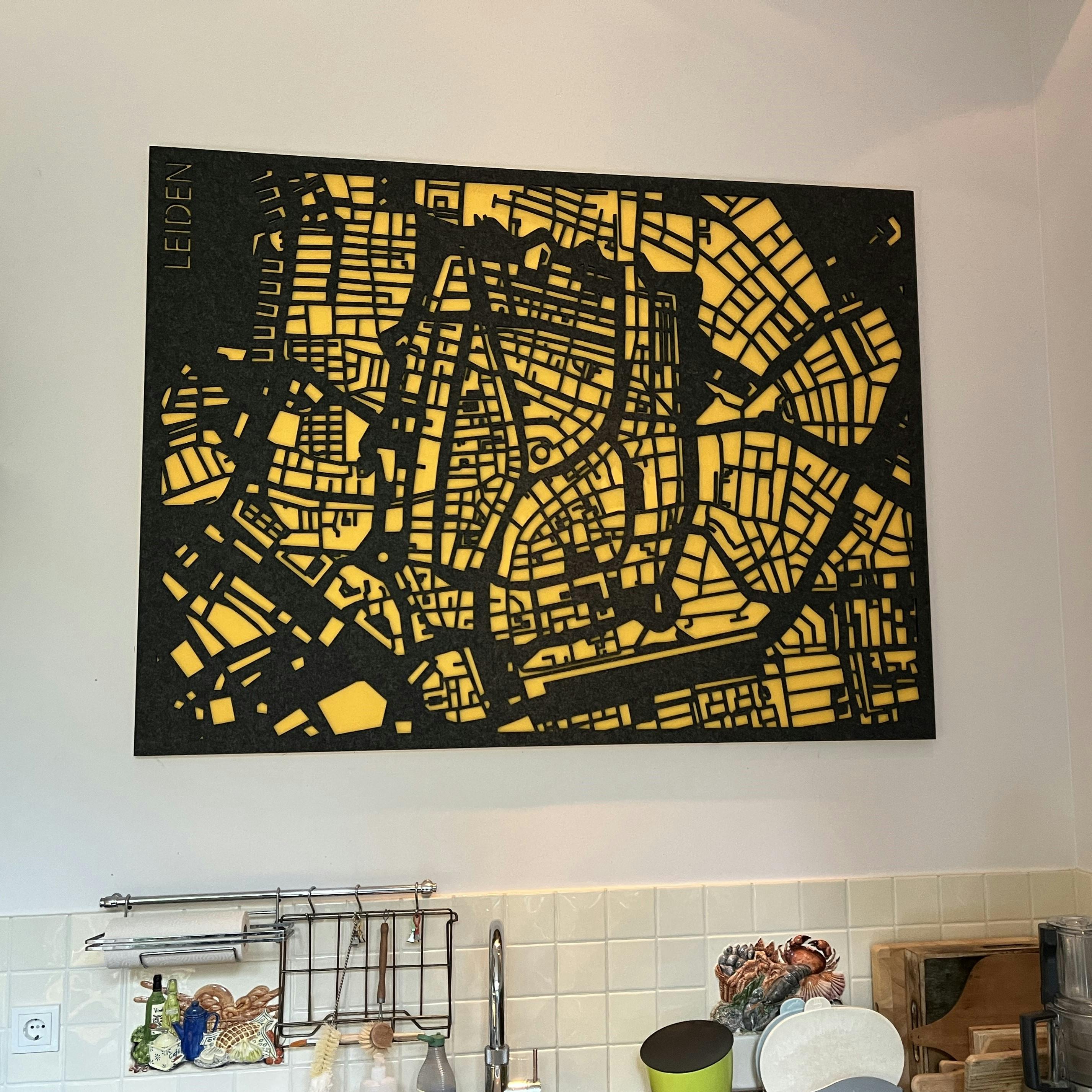 EASYfelt PET-vilt akoestisch Wandpaneel City Map Leiden Zelfklevend