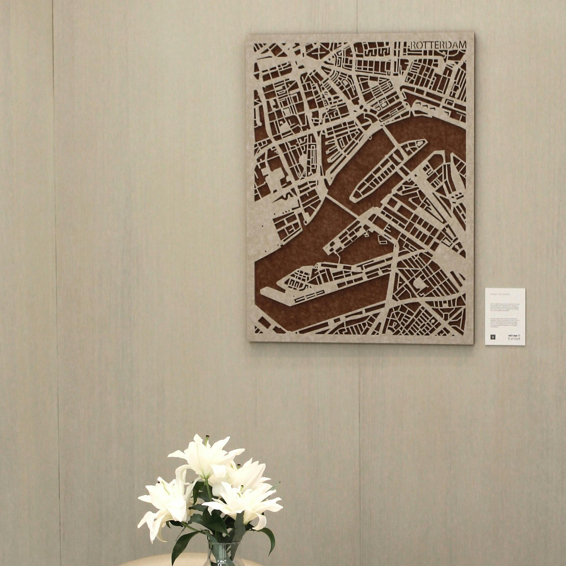 EASYfelt City Map | Dik PET-vilt wandpaneel zelfklevend | Nio Rotterdam