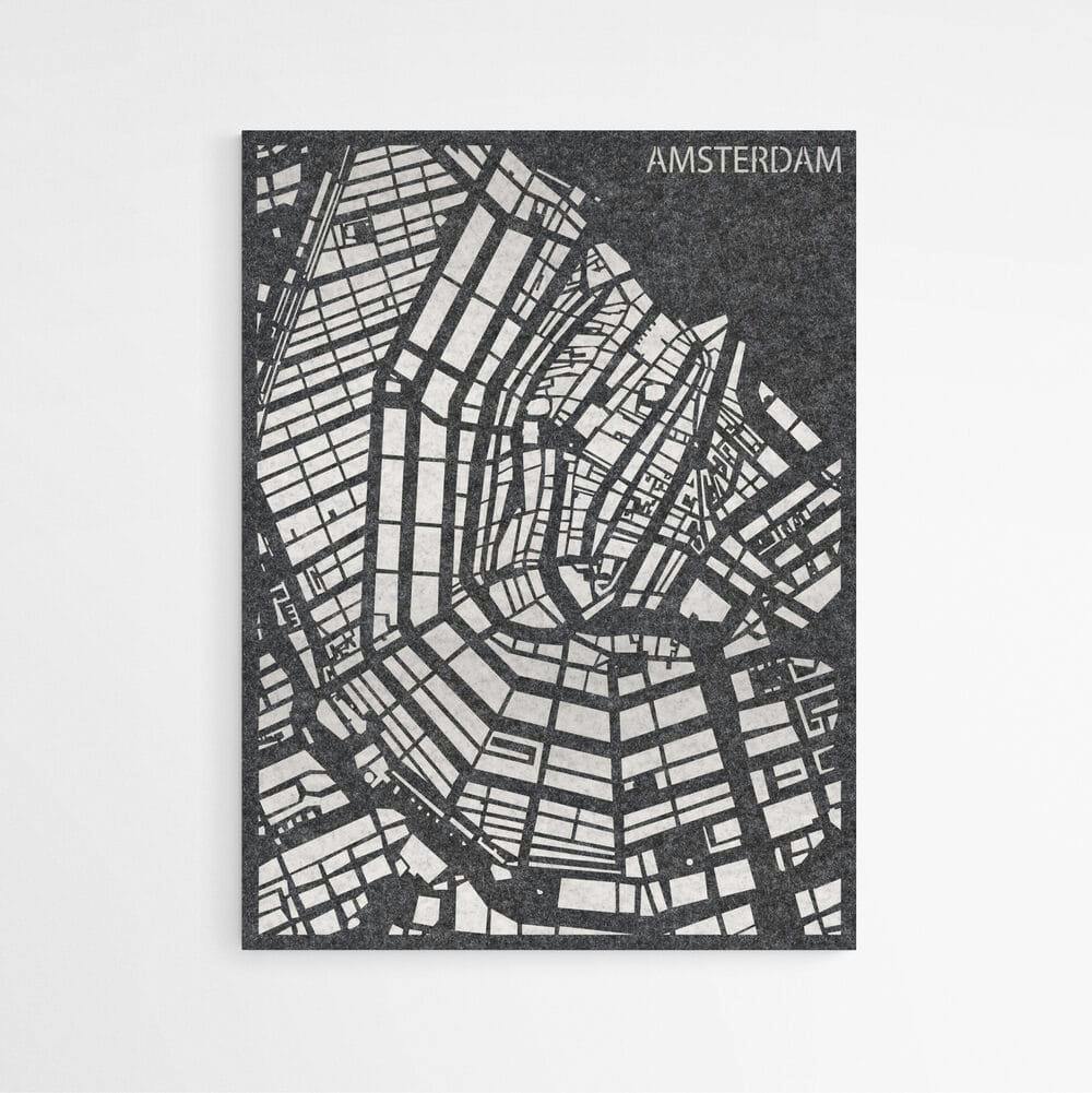 EASYfelt PET-vilt akoestische Wandpanee city map amsterdam Zelfklevend