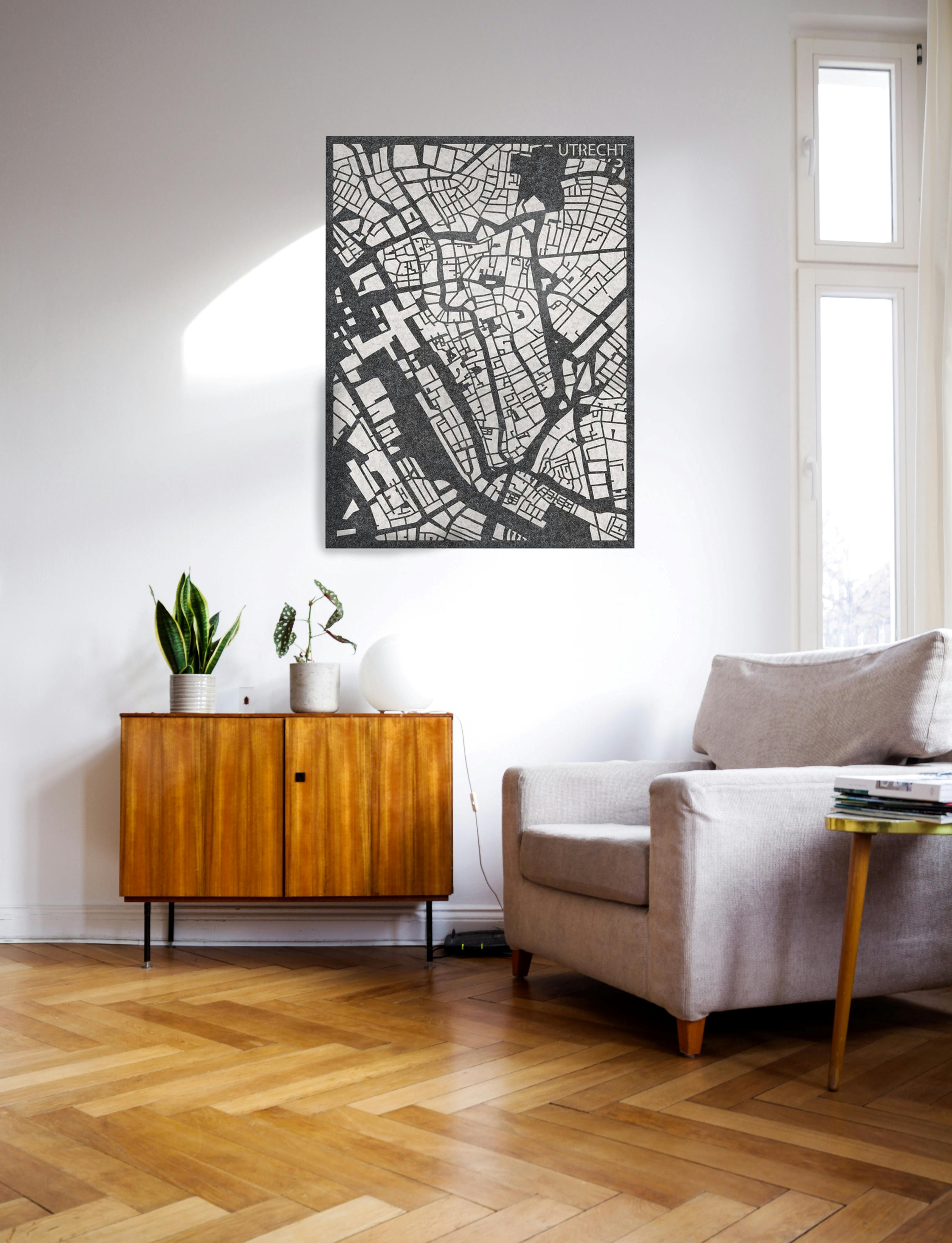 EASYfelt PET-vilt akoestisch Wandpaneel City Map Utrecht Zelfklevend